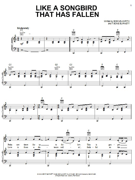 Reeltime Travelers Like A Songbird That Has Fallen sheet music notes and chords arranged for Piano, Vocal & Guitar Chords (Right-Hand Melody)