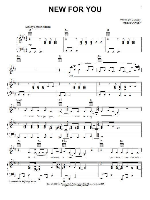 Twilight Breaking Dawn Part 2 (Movie): New For You sheet music notes and chords arranged for Piano, Vocal & Guitar Chords (Right-Hand Melody)