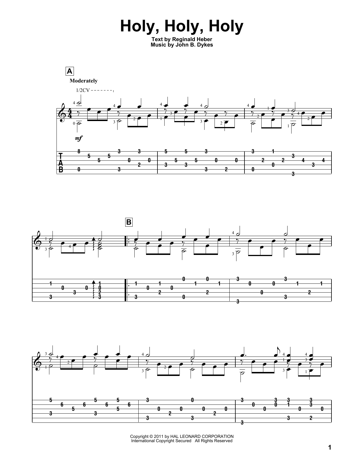 Reginald Heber Holy, Holy, Holy sheet music notes and chords. Download Printable PDF.