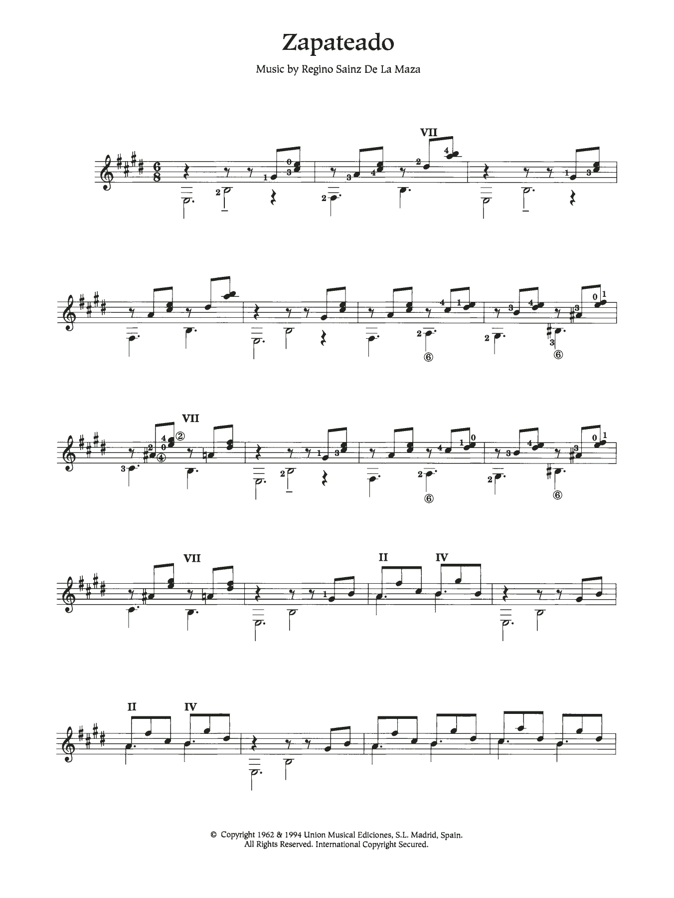 Regino Sainz de la Maza Zapateado sheet music notes and chords. Download Printable PDF.