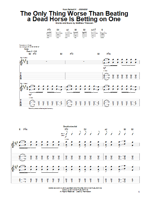 Learn to play Relient K The Only Thing Worse Than Beating A Dead Horse Is Betting On One sheet music for Guitar Tab in minutes. Price: 7.8900$ Relient K The Only Thing Worse Than Beating A Dead Horse Is Betting On One sheet music notes and chords arranged for Guitar Tab