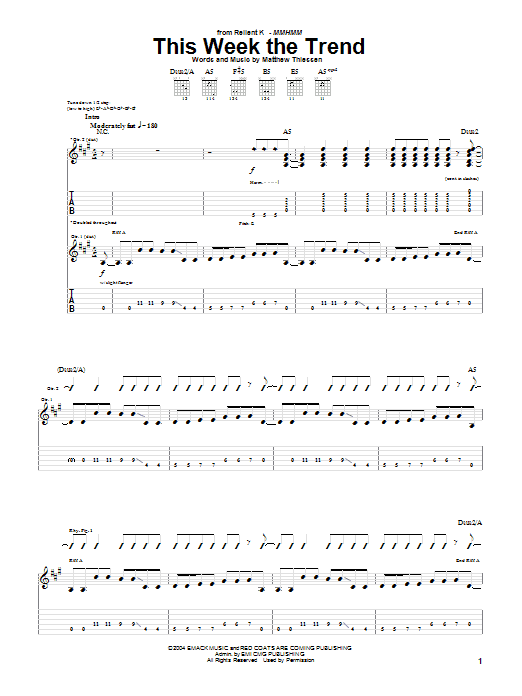 Learn to play Relient K This Week The Trend sheet music for Guitar Tab in minutes. Price: 7.8900$ Relient K This Week The Trend sheet music notes and chords arranged for Guitar Tab