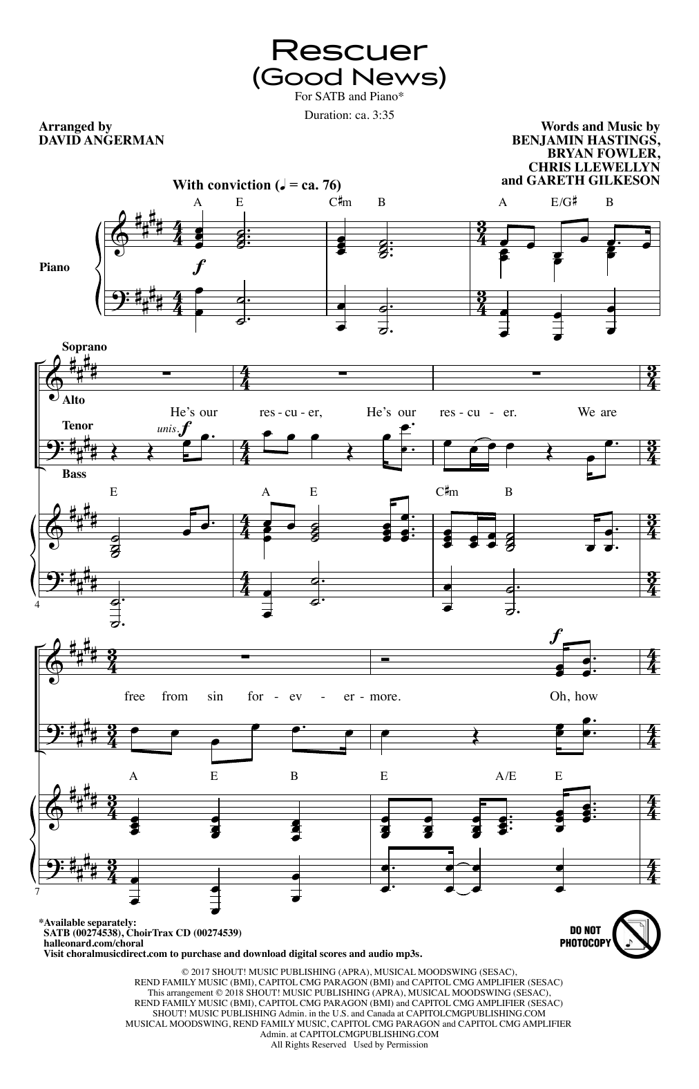 Learn to play Rend Collective Rescuer (Good News) (arr. David Angerman) sheet music for SATB Choir in minutes. Price: 3.9900$ Rend Collective Rescuer (Good News) (arr. David Angerman) sheet music notes and chords arranged for SATB Choir