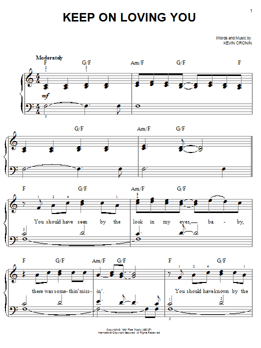 REO Speedwagon Keep On Loving You sheet music notes and chords. Download Printable PDF.