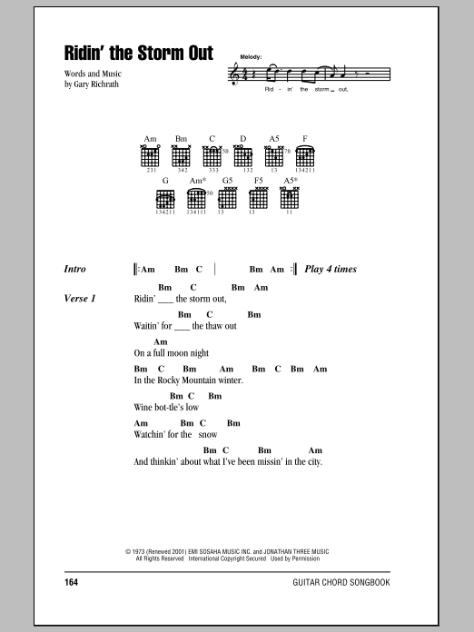 REO Speedwagon Ridin' The Storm Out sheet music notes and chords. Download Printable PDF.