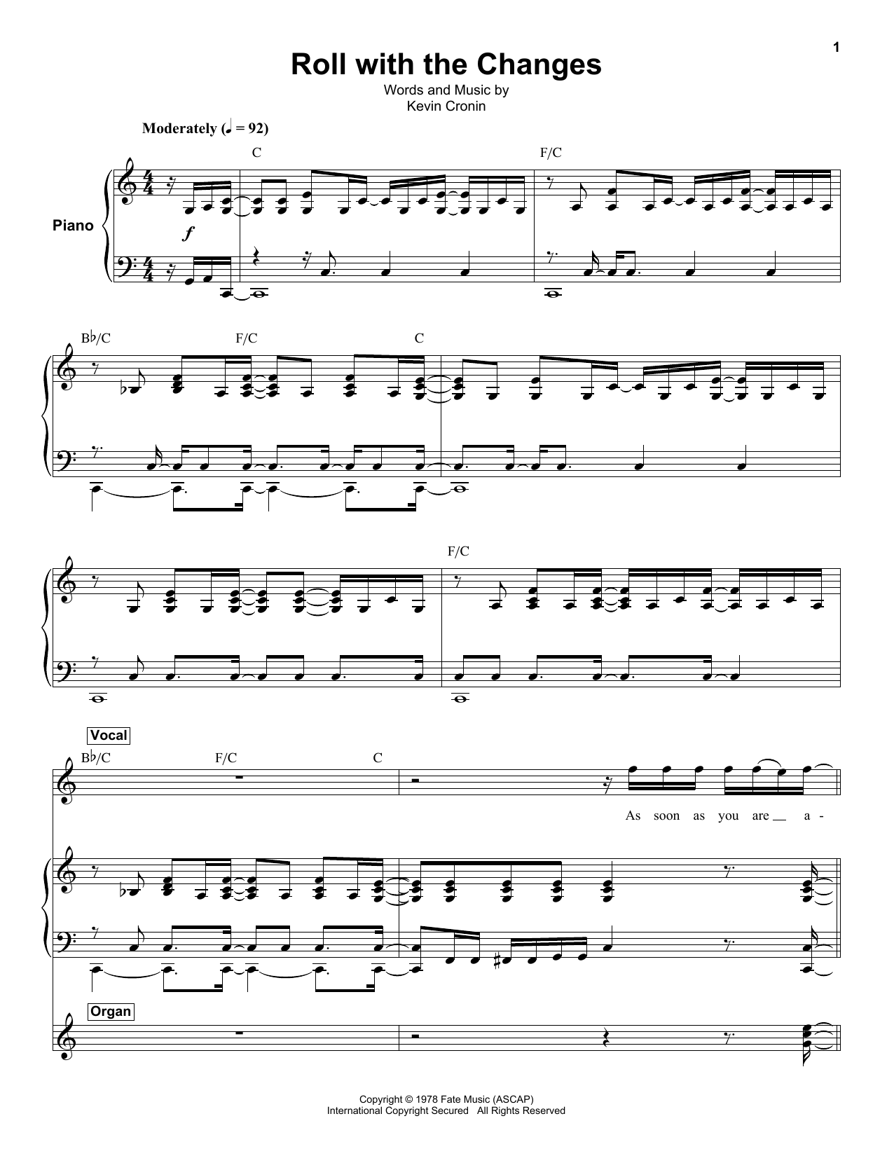 R.E.O. Speedwagon Roll With The Changes sheet music notes and chords. Download Printable PDF.