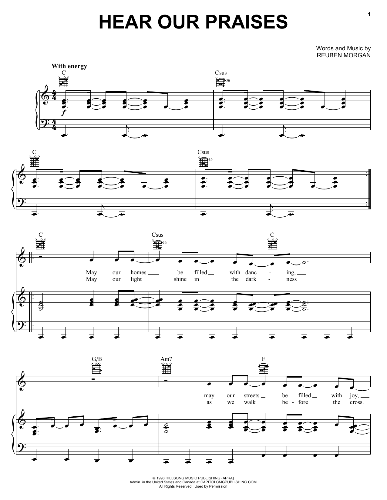 Reuben Morgan Hear Our Praises sheet music notes and chords. Download Printable PDF.