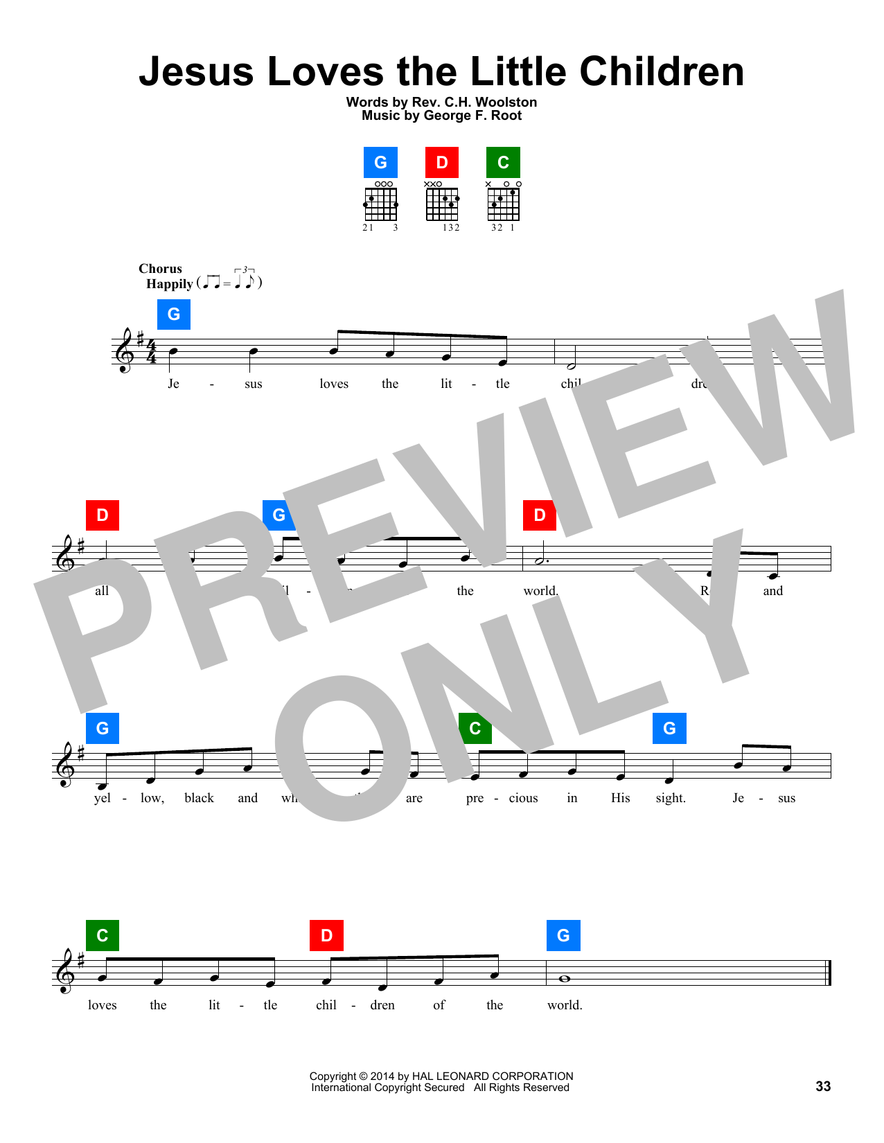 George F. Root Jesus Loves The Little Children sheet music notes and chords. Download Printable PDF.