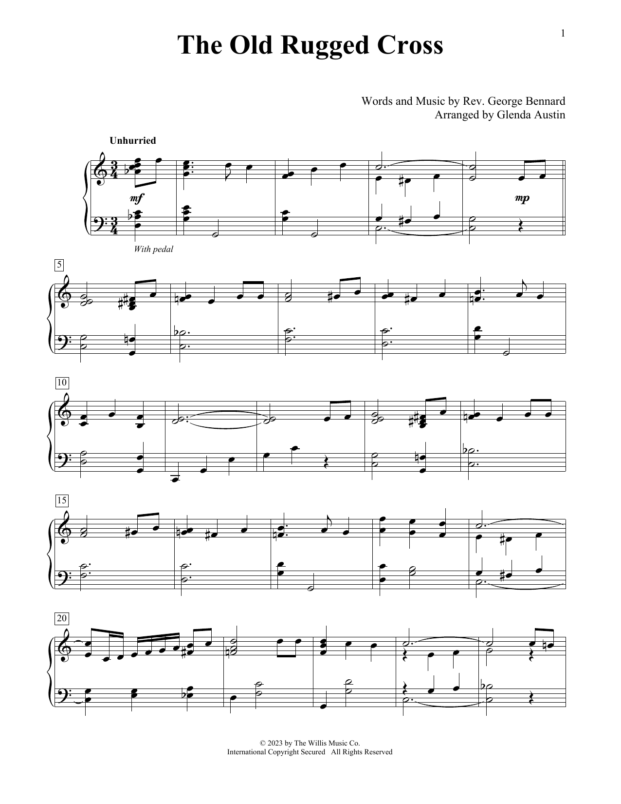 Rev. George Bennard The Old Rugged Cross sheet music notes and chords arranged for Educational Piano