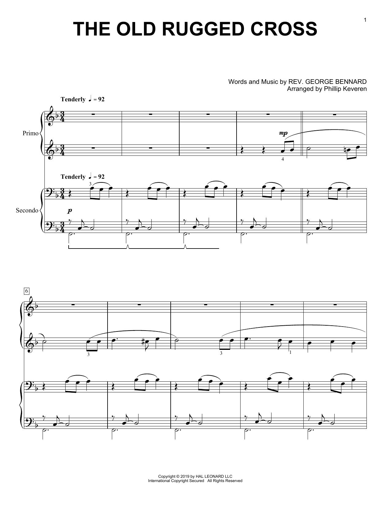 Rev. George Bennard The Old Rugged Cross (arr. Phillip Keveren) sheet music notes and chords. Download Printable PDF.