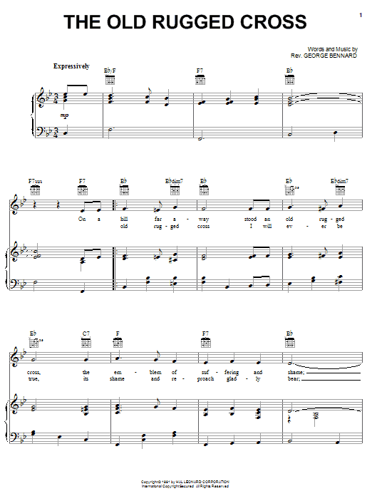 Rev. George Bennard The Old Rugged Cross sheet music notes and chords. Download Printable PDF.