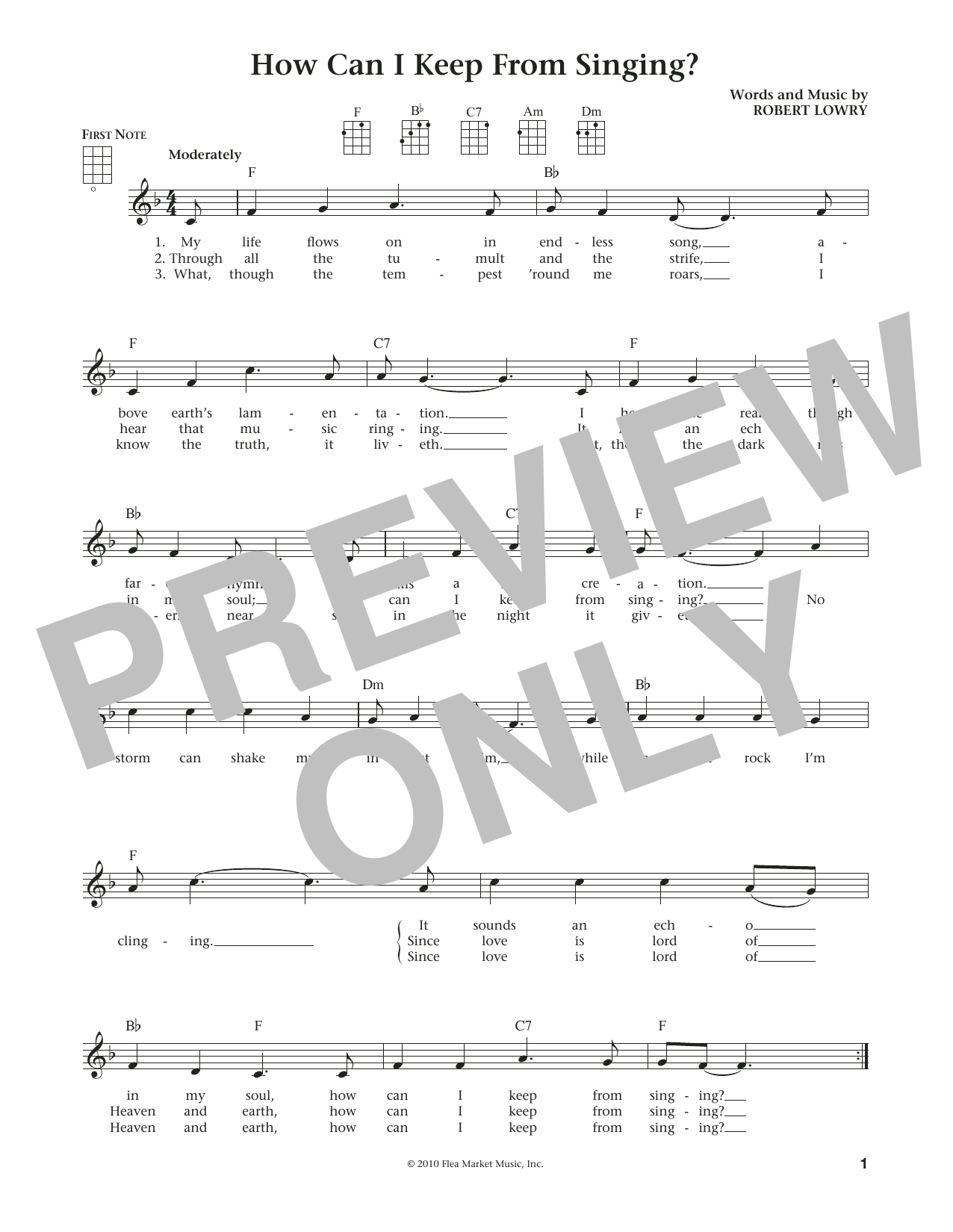 Learn to play Rev. Robert Lowry How Can I Keep From Singing (from The Daily Ukulele) (arr. Liz and Jim Beloff) sheet music for Ukulele in minutes. Price: 5.9900$ Rev. Robert Lowry How Can I Keep From Singing (from The Daily Ukulele) (arr. Liz and Jim Beloff) sheet music notes and chords arranged for Ukulele