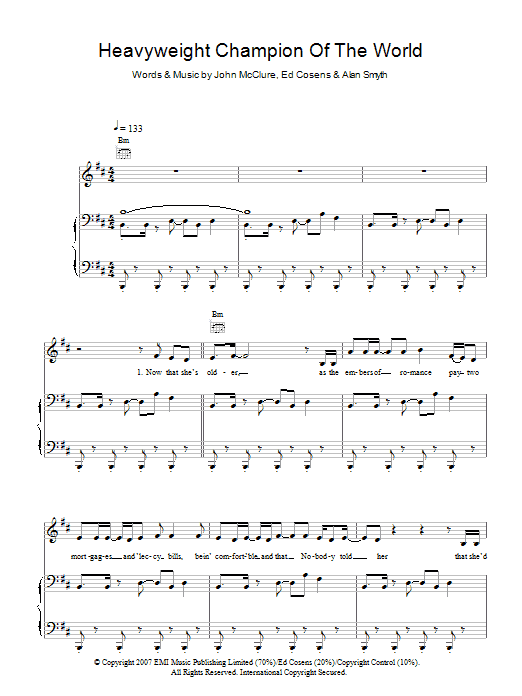 Learn to play Reverend And The Makers Heavyweight Champion Of The World sheet music for Piano, Vocal & Guitar Chords in minutes. Price: 7.8900$ Reverend And The Makers Heavyweight Champion Of The World sheet music notes and chords arranged for Piano, Vocal & Guitar Chords