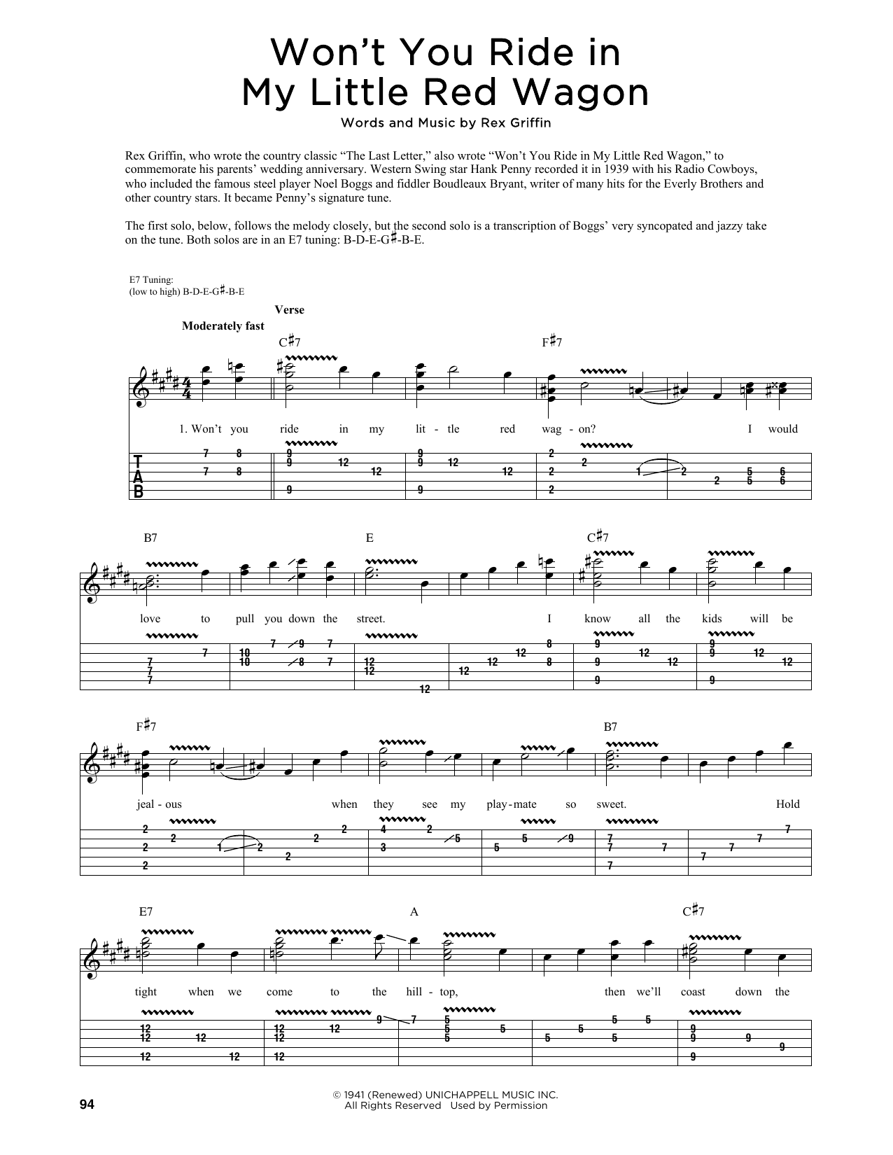 Learn to play Rex Griffin Won't You Ride In My Little Red Wagon (arr. Fred Sokolow) sheet music for Guitar Tab in minutes. Price: 7.8900$ Rex Griffin Won't You Ride In My Little Red Wagon (arr. Fred Sokolow) sheet music notes and chords arranged for Guitar Tab