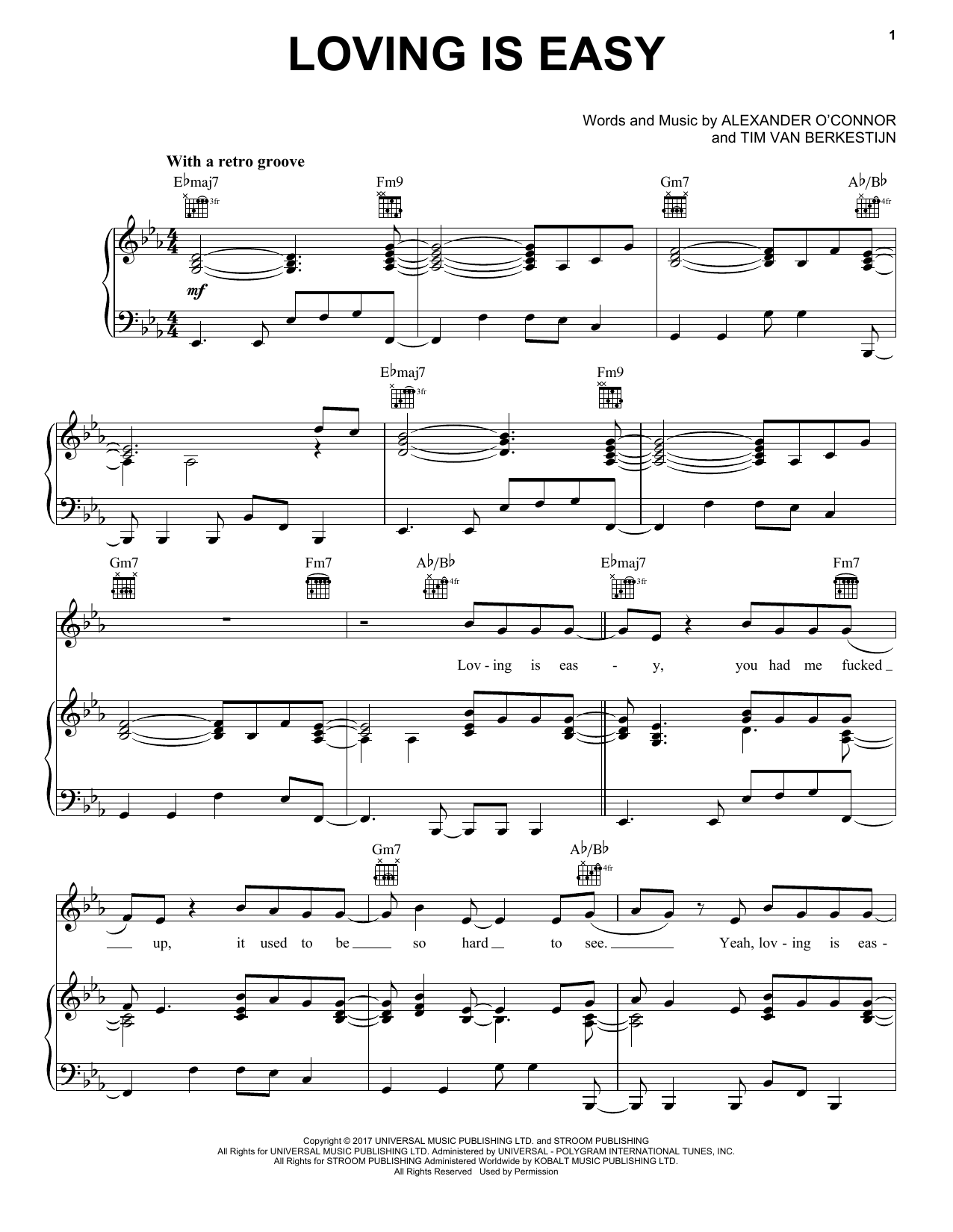 Rex Orange County Loving Is Easy (feat. Benny Sings) sheet music notes and chords. Download Printable PDF.