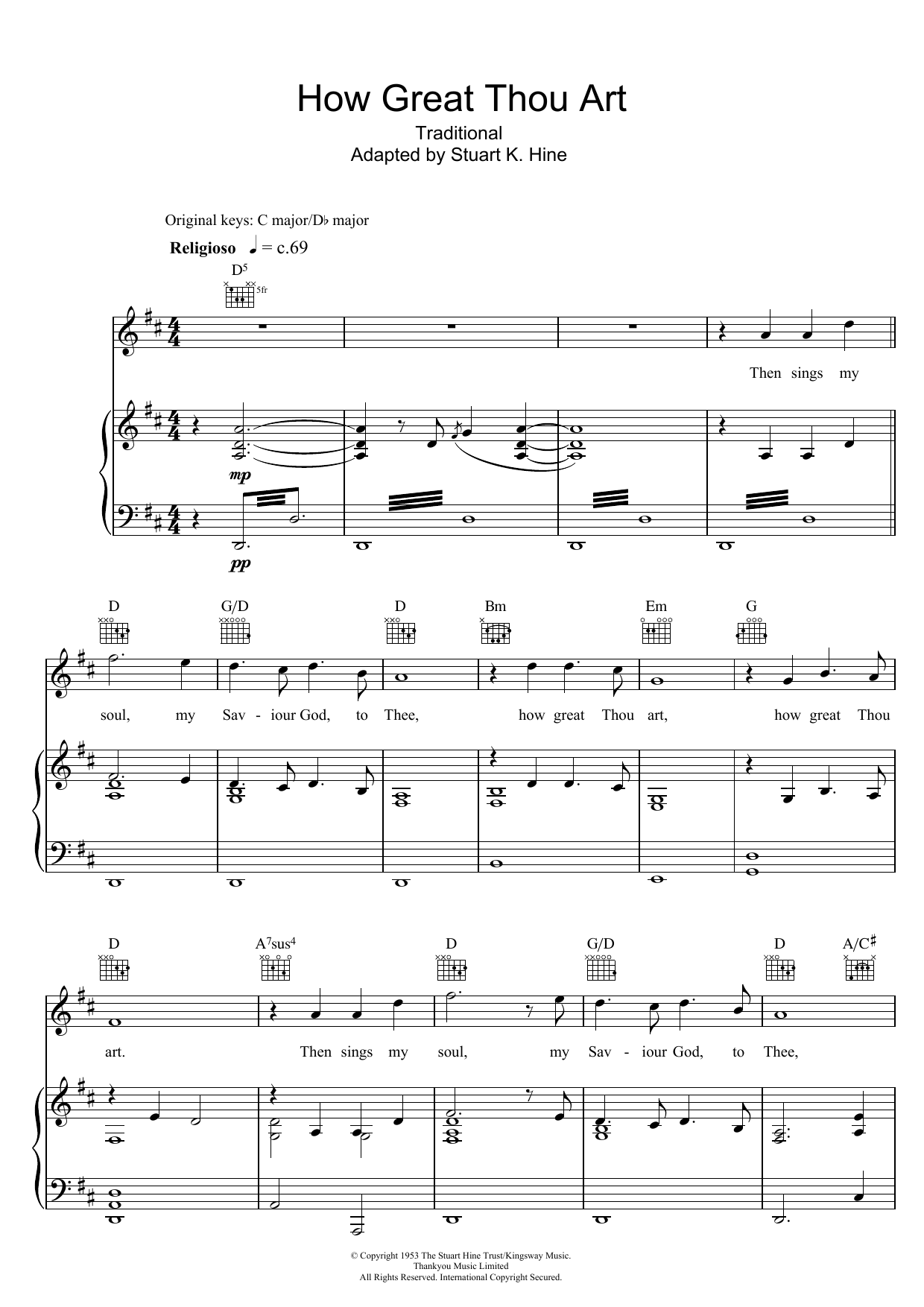 Rhydian How Great Thou Art sheet music notes and chords arranged for Piano, Vocal & Guitar Chords