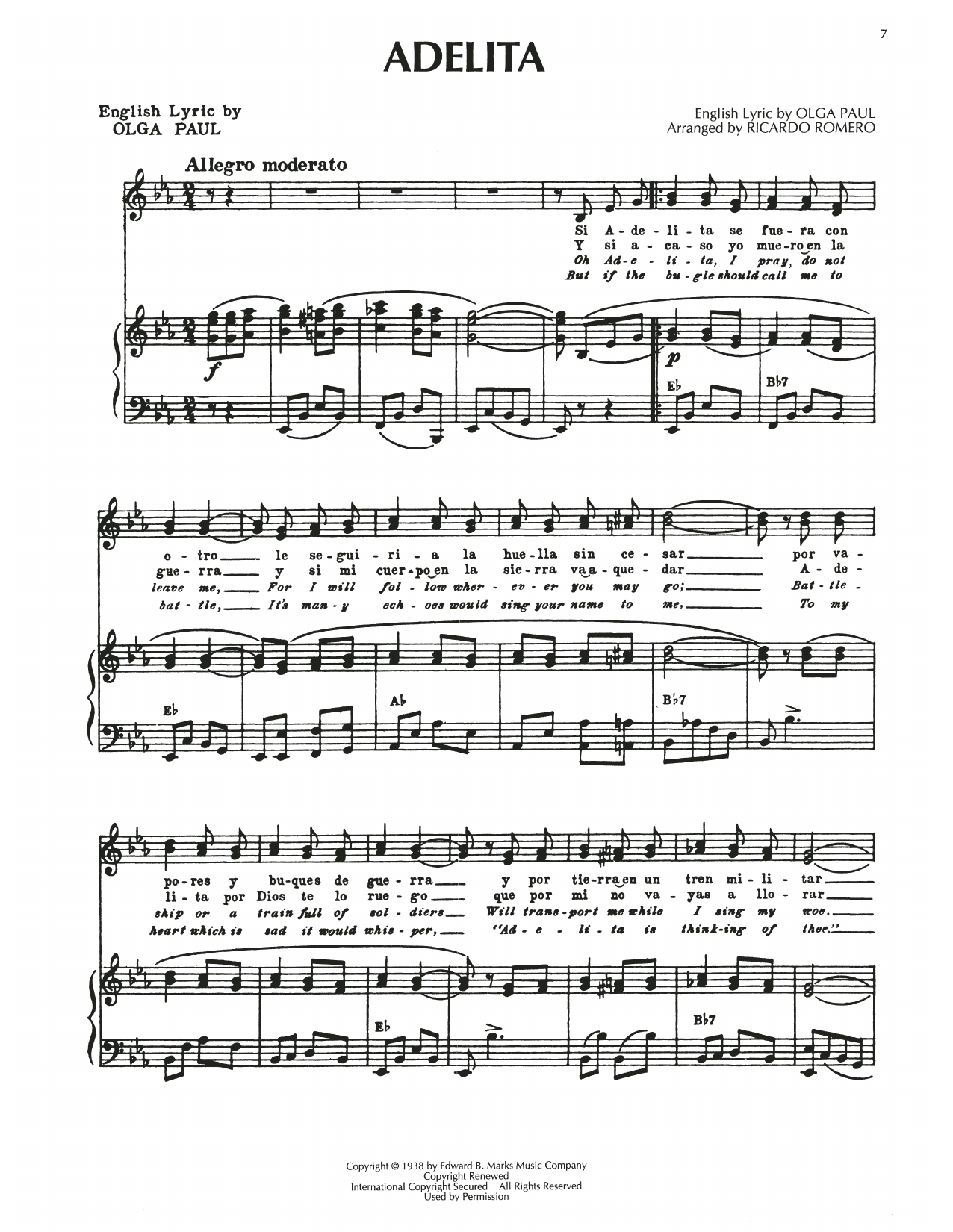 Ricardo Romero Adelita sheet music notes and chords. Download Printable PDF.