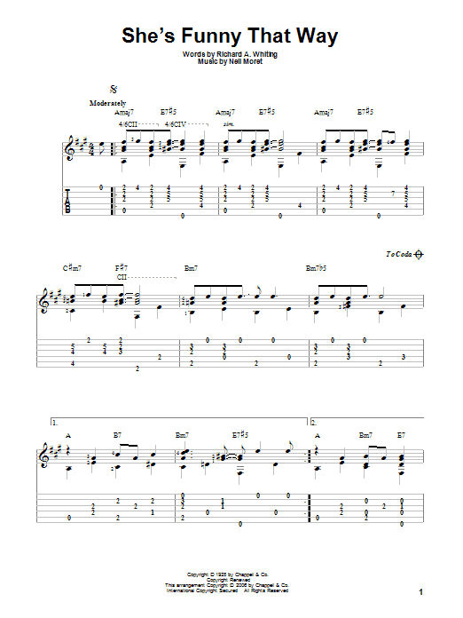 Learn to play Richard A. Whiting She's Funny That Way sheet music for Real Book – Melody & Chords in minutes. Price: 5.9900$ Richard A. Whiting She's Funny That Way sheet music notes and chords arranged for Real Book – Melody & Chords