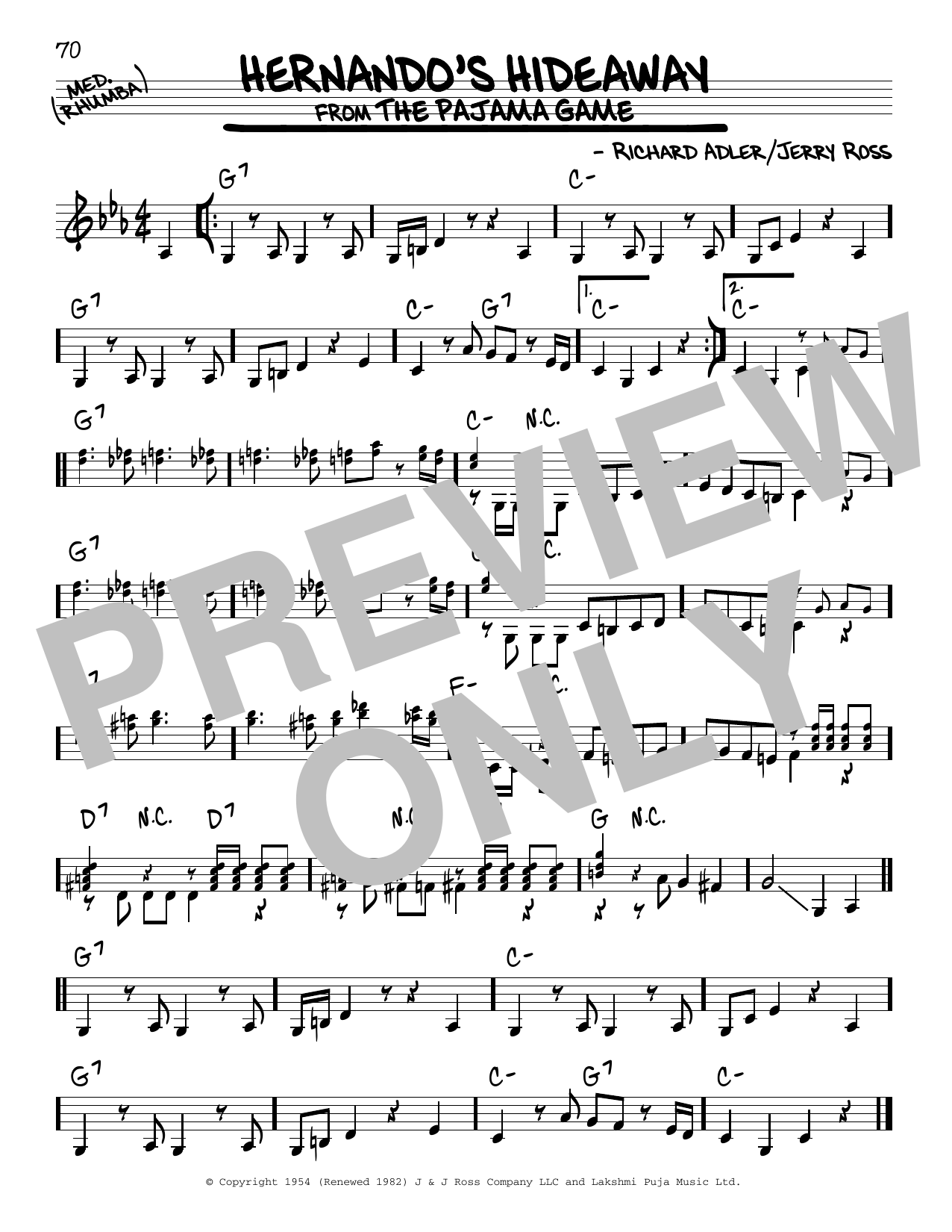 Richard Adler Hernando's Hideaway sheet music notes and chords. Download Printable PDF.