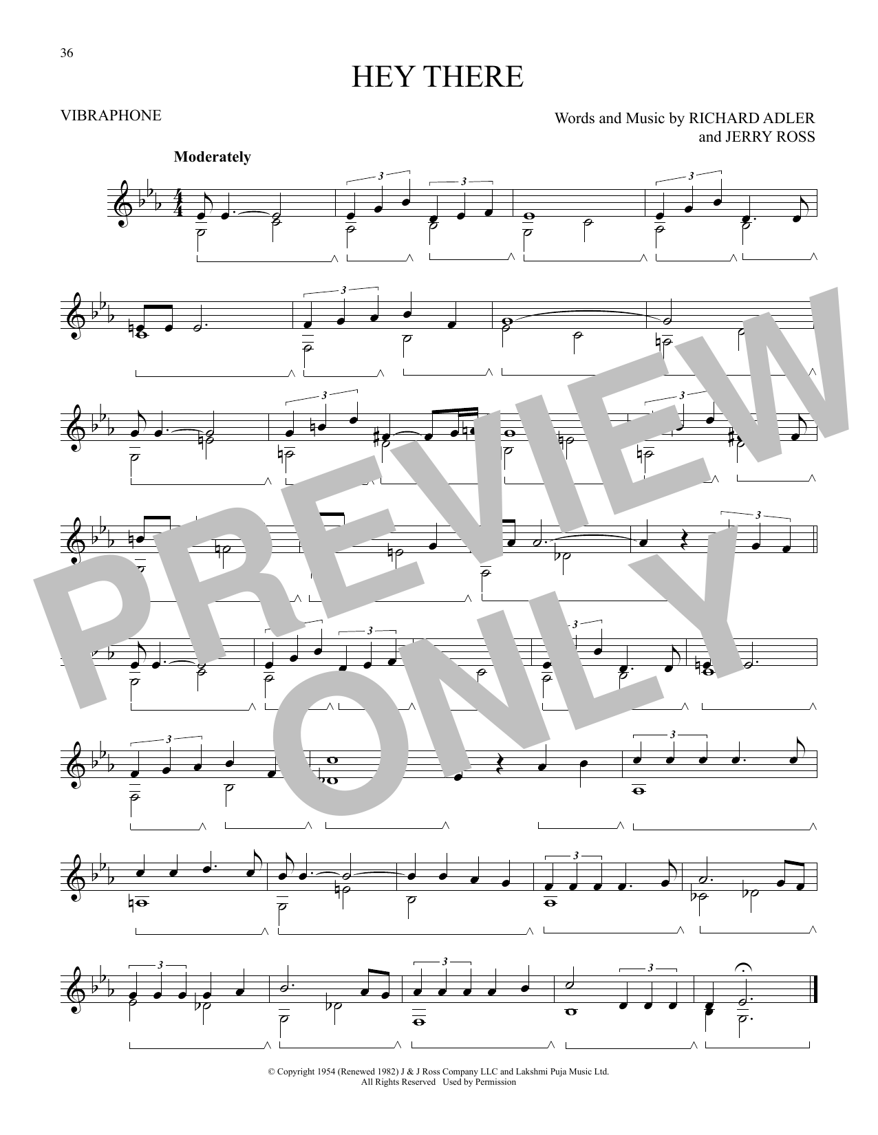Learn to play Richard Adler Hey There (from The Pajama Game) sheet music for Vibraphone Solo in minutes. Price: 6.9900$ Richard Adler Hey There (from The Pajama Game) sheet music notes and chords arranged for Vibraphone Solo