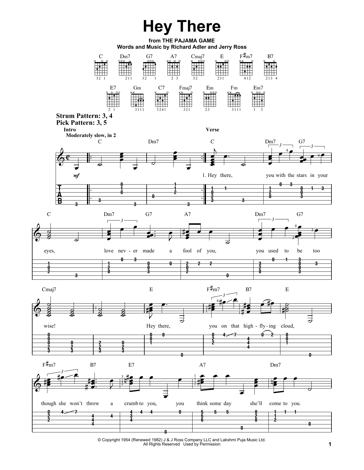 Richard Adler & Jerry Ross Hey There (from The Pajama Game) sheet music notes and chords. Download Printable PDF.