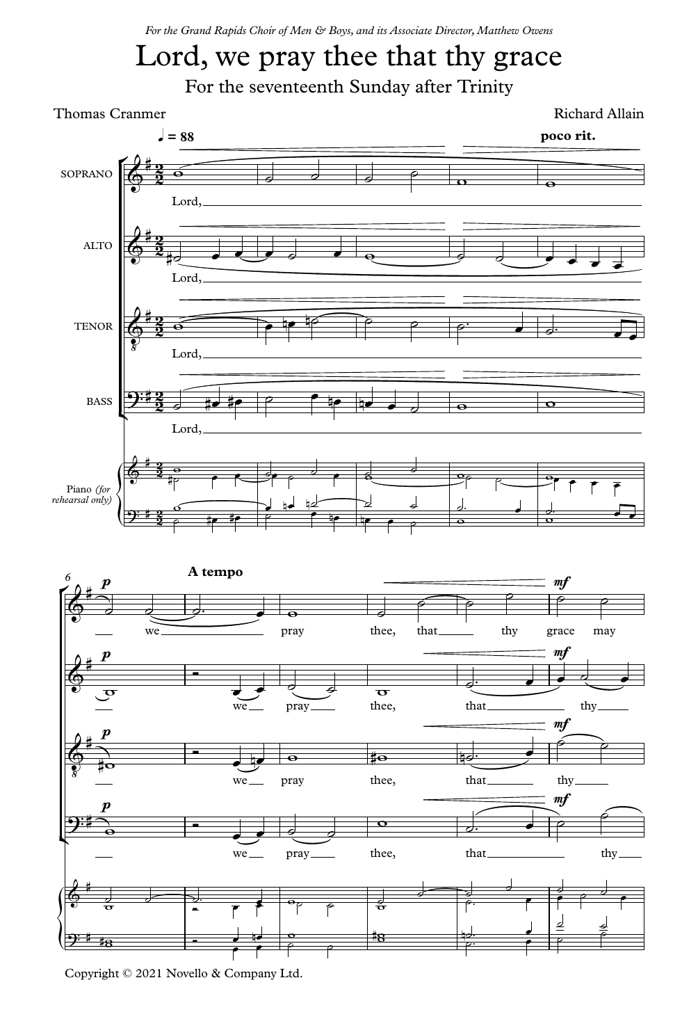 Learn to play Richard Allain Lord, we pray thee that thy grace sheet music for SATB Choir in minutes. Price: 3.9900$ Richard Allain Lord, we pray thee that thy grace sheet music notes and chords arranged for SATB Choir