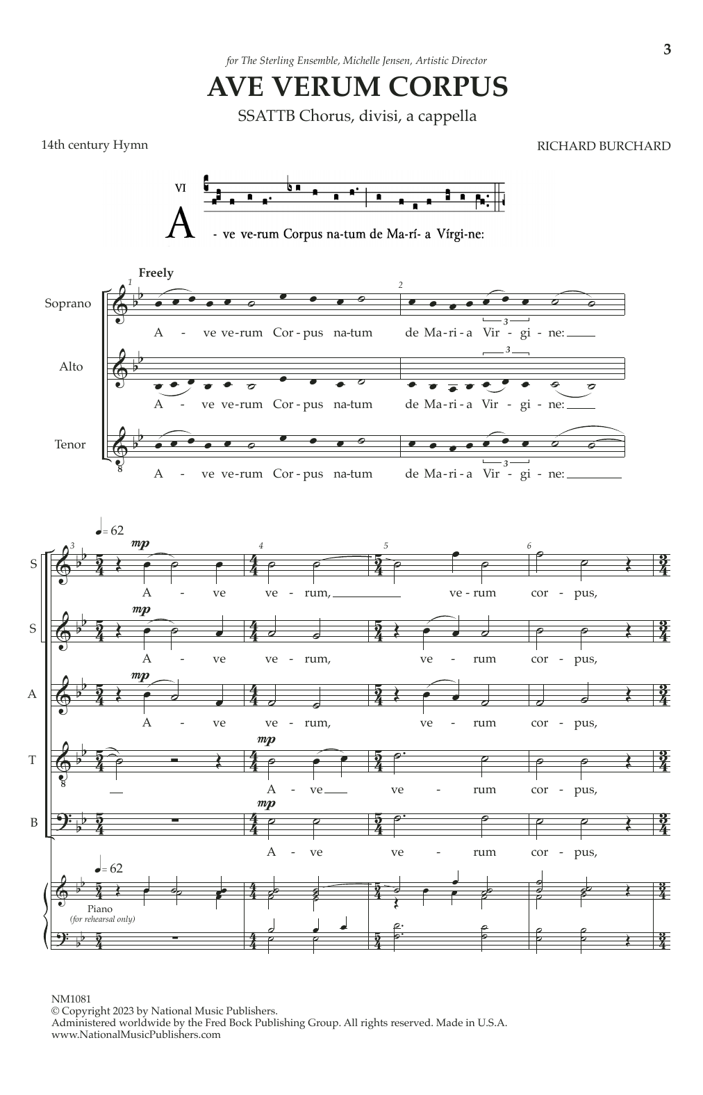 Learn to play Richard Burchard Ave Verum Corpus (Partner For O Magnum Mysterium) sheet music for Choir in minutes. Price: 3.9900$ Richard Burchard Ave Verum Corpus (Partner For O Magnum Mysterium) sheet music notes and chords arranged for Choir