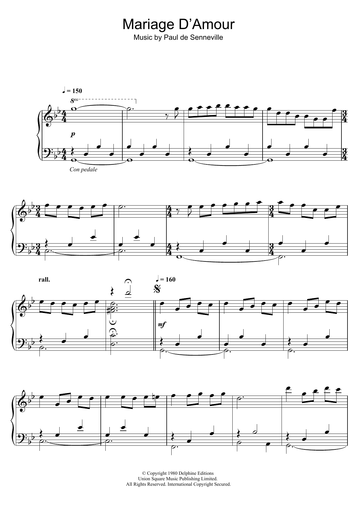 Richard Clayderman Mariage D'Amour sheet music notes and chords. Download Printable PDF.