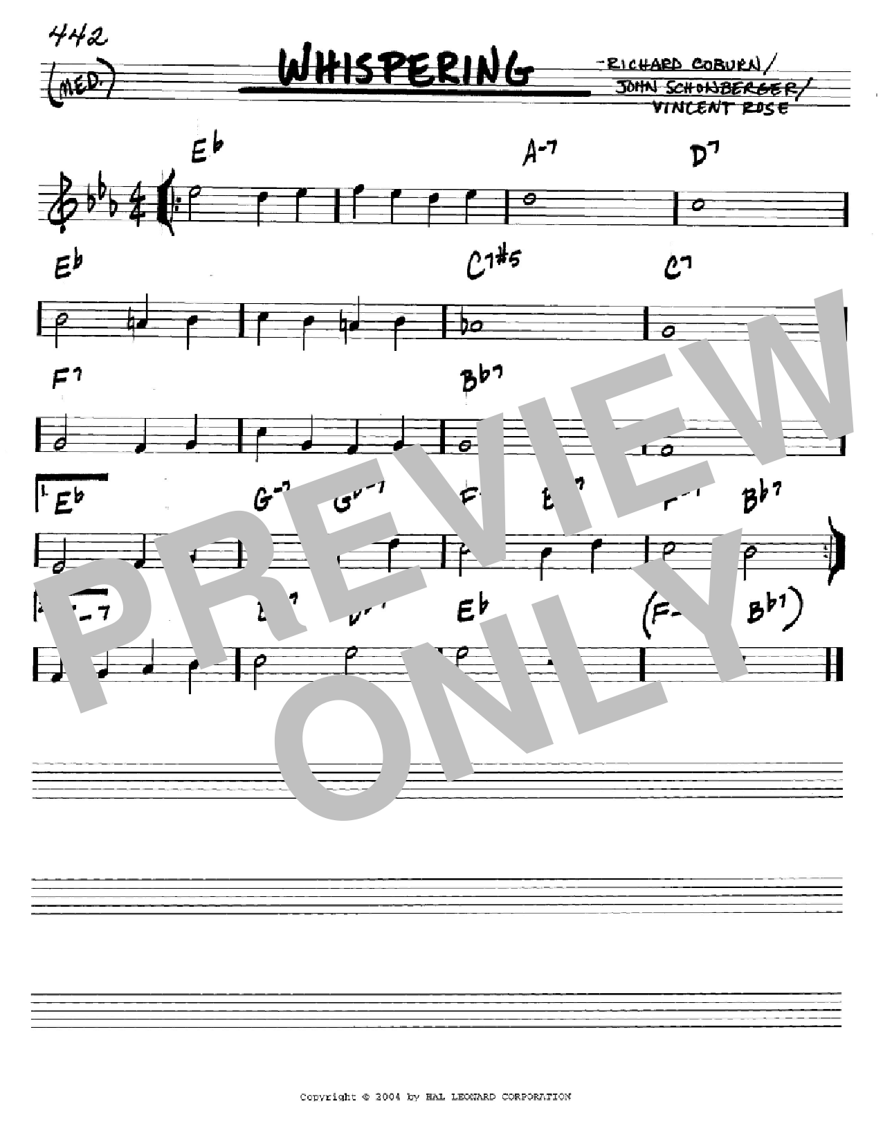 Richard Coburn Whispering sheet music notes and chords. Download Printable PDF.