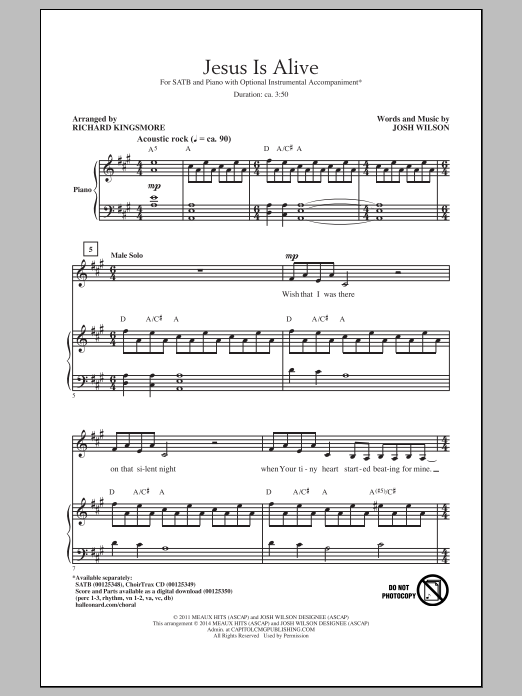 Richard Kingsmore Jesus Is Alive sheet music notes and chords. Download Printable PDF.