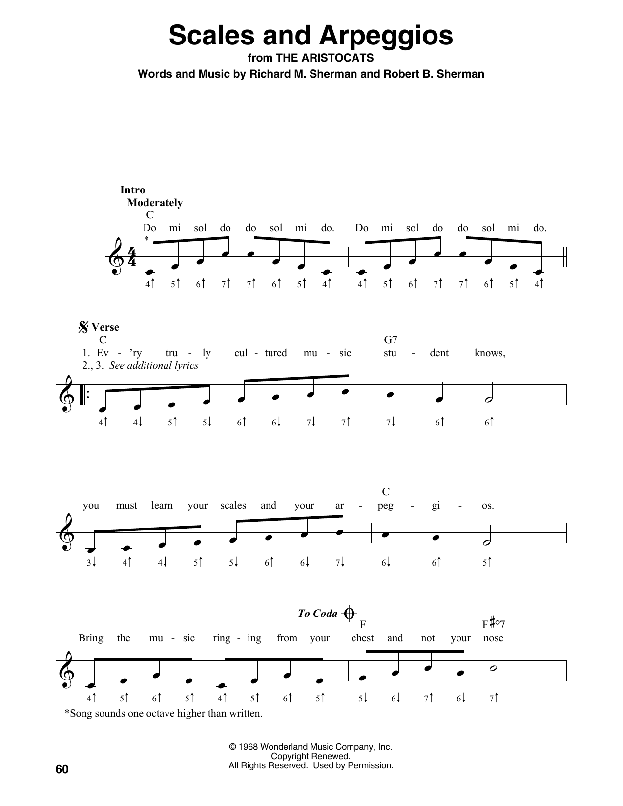 Richard M. Sherman Scales And Arpeggios sheet music notes and chords. Download Printable PDF.