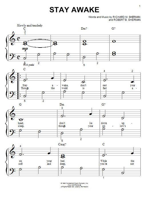 Sherman Brothers Stay Awake sheet music notes and chords. Download Printable PDF.