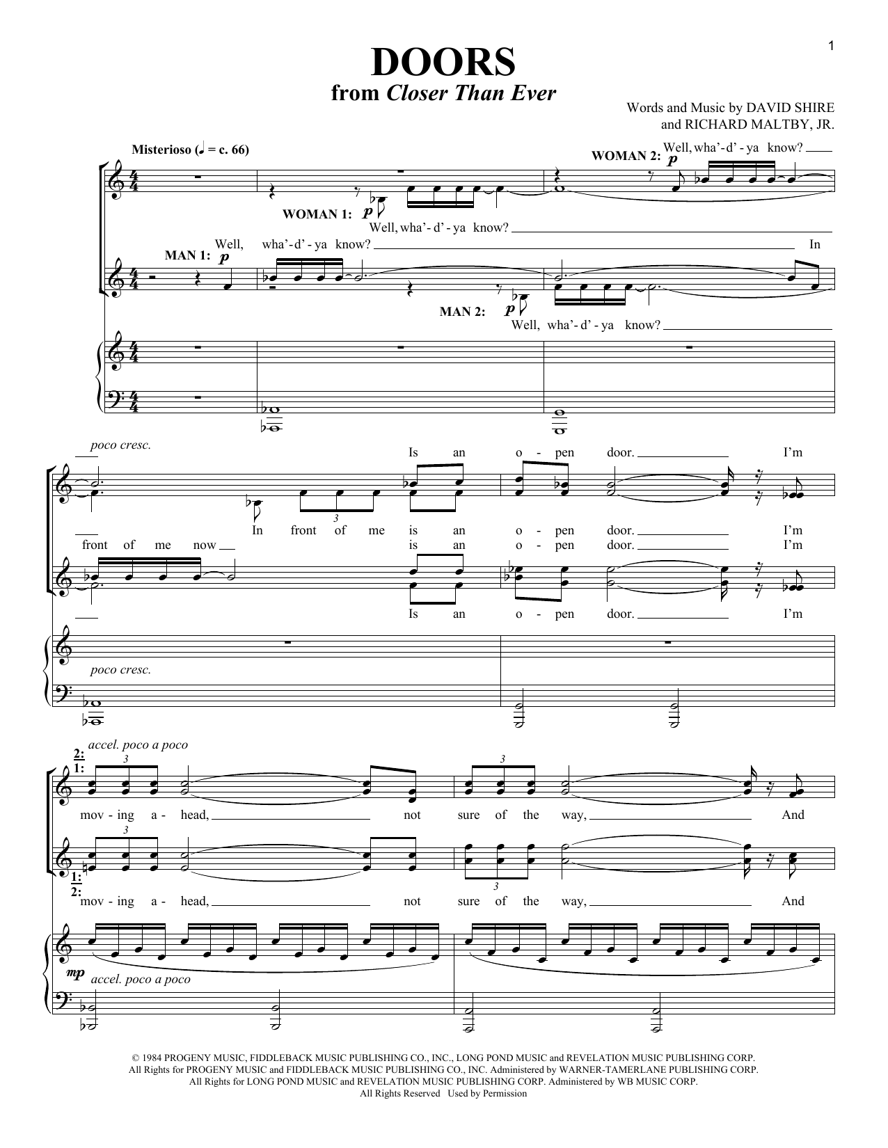 Richard Maltby, Jr. Doors sheet music notes and chords arranged for Piano & Vocal