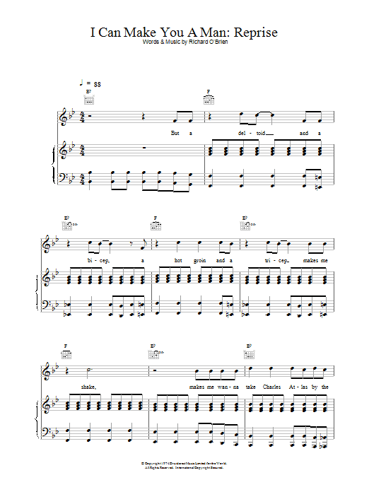 Richard O'Brien I Can Make You A Man - Reprise (from The Rocky Horror Picture Show) sheet music notes and chords. Download Printable PDF.