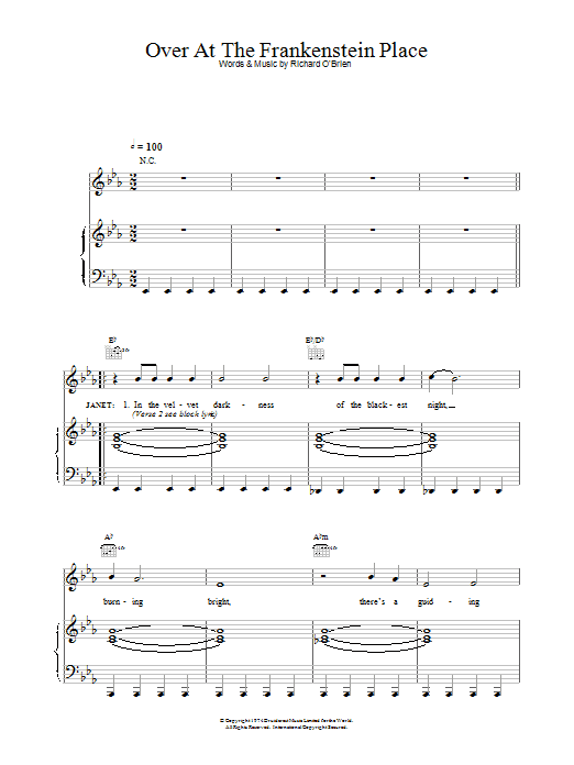 Richard O'Brien Over At The Frankenstein Place (from The Rocky Horror Picture Show) sheet music notes and chords. Download Printable PDF.