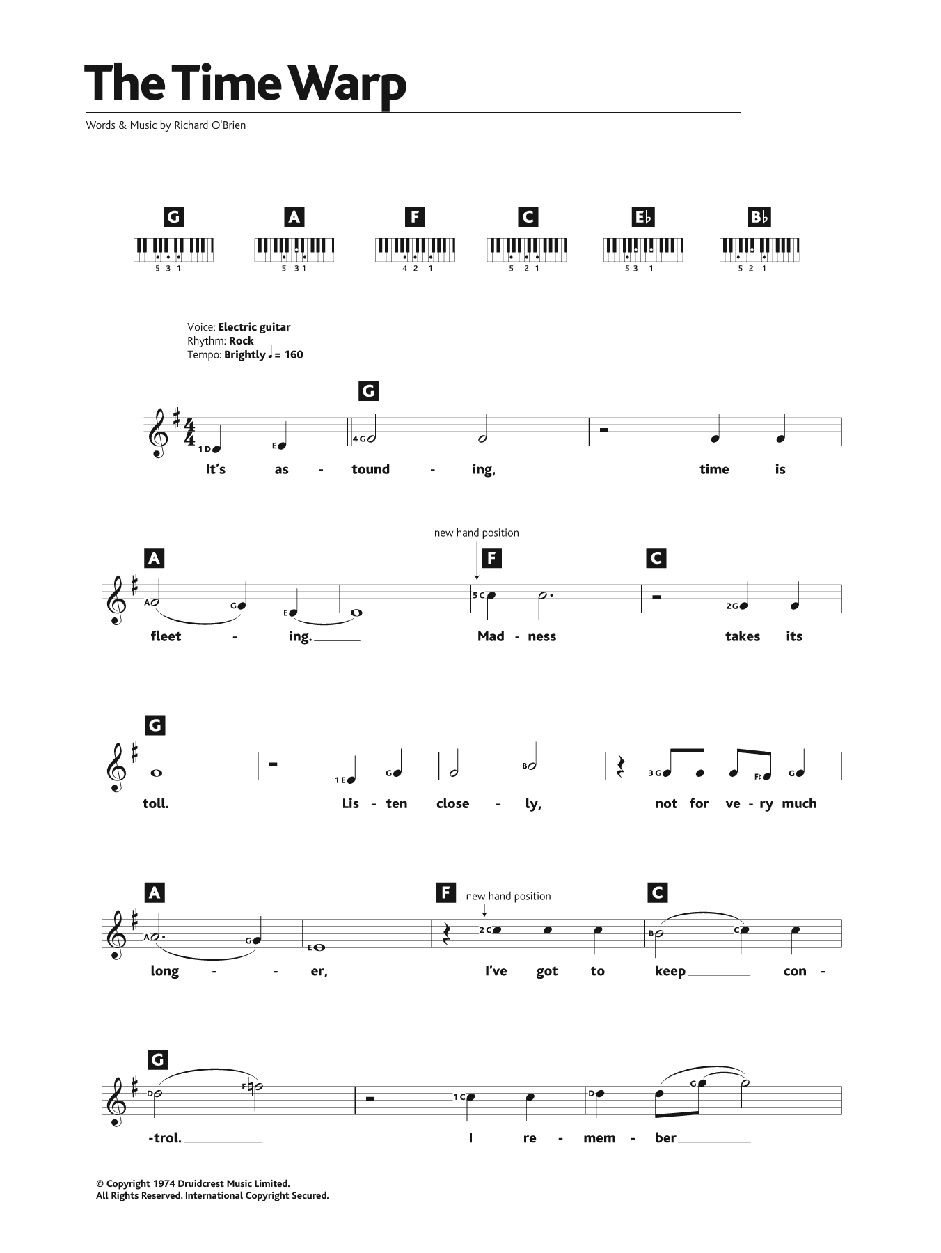 Richard O'Brien The Time Warp (from The Rocky Horror Picture Show) sheet music notes and chords. Download Printable PDF.