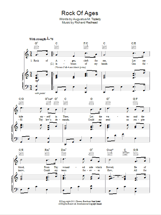 Learn to play Richard Redhead Rock Of Ages sheet music for Piano, Vocal & Guitar Chords in minutes. Price: 7.8900$ Richard Redhead Rock Of Ages sheet music notes and chords arranged for Piano, Vocal & Guitar Chords