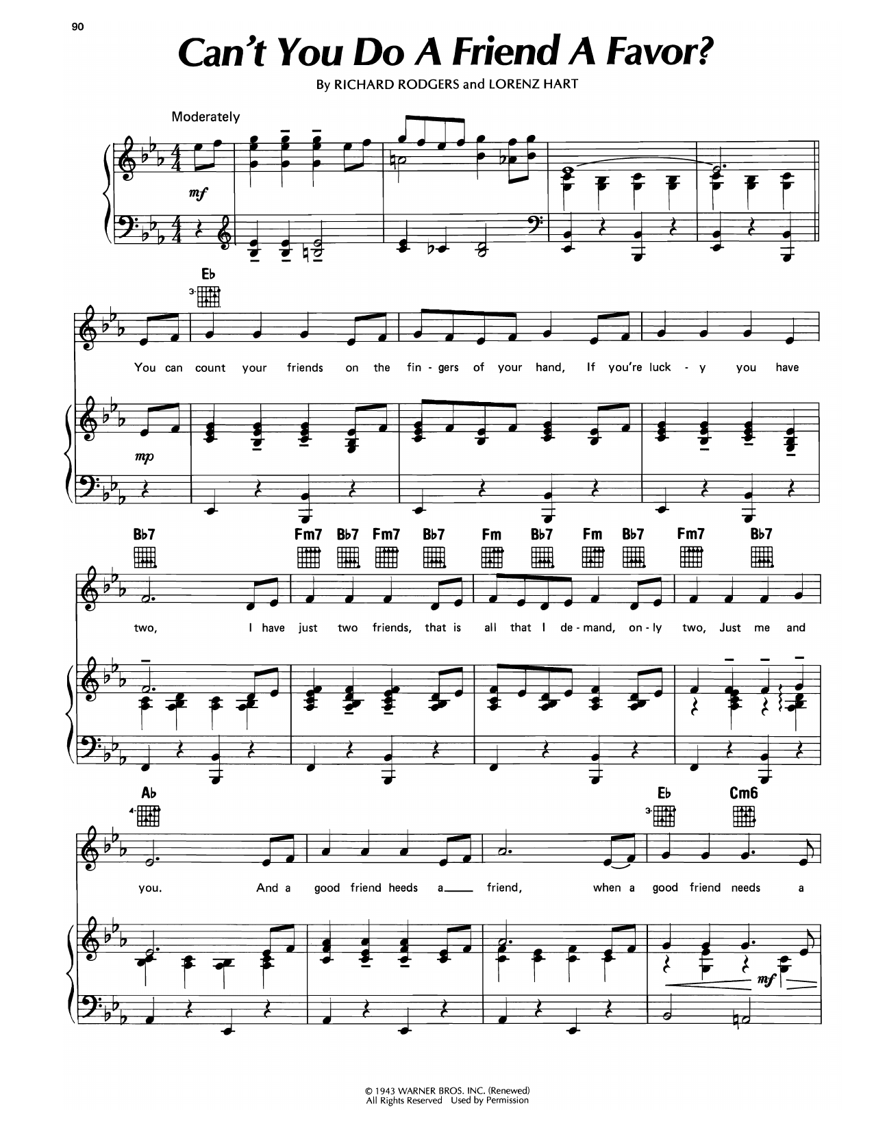 Learn to play Richard Rodgers Can't You Do A Friend A Favor? (from A Connecticut Yankee) sheet music for Piano, Vocal & Guitar Chords (Right-Hand Melody) in minutes. Price: 7.8900$ Richard Rodgers Can't You Do A Friend A Favor? (from A Connecticut Yankee) sheet music notes and chords arranged for Piano, Vocal & Guitar Chords (Right-Hand Melody)
