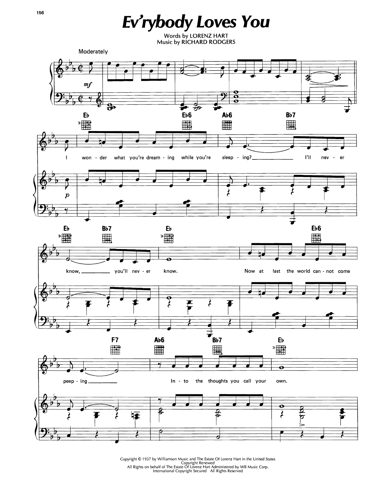 Richard Rodgers Everybody Loves You (from I'd Rather Be Right) sheet music notes and chords arranged for Piano, Vocal & Guitar Chords (Right-Hand Melody)