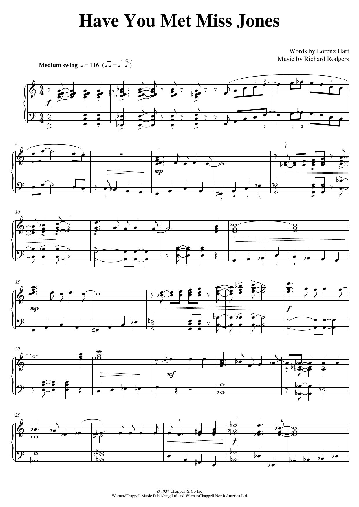 Learn to play Richard Rodgers Have You Met Miss Jones? sheet music for Piano Solo in minutes. Price: 6.9900$ Richard Rodgers Have You Met Miss Jones? sheet music notes and chords arranged for Piano Solo