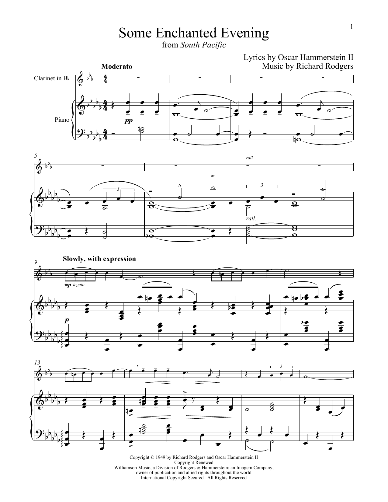 Richard Rodgers Some Enchanted Evening (from South Pacific) sheet music notes and chords. Download Printable PDF.