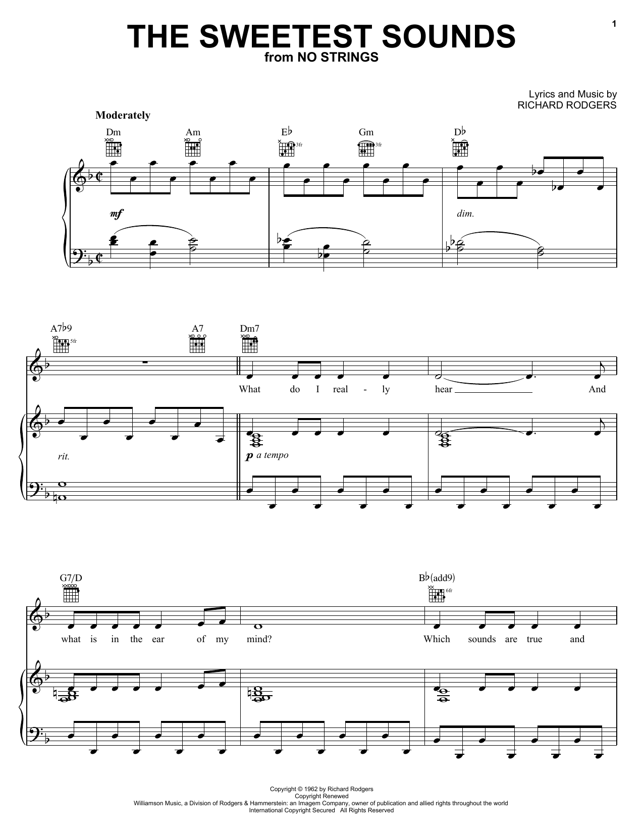 Richard Rodgers The Sweetest Sounds sheet music notes and chords. Download Printable PDF.