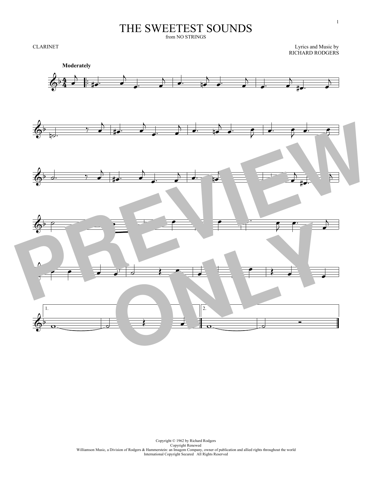 Richard Rodgers The Sweetest Sounds sheet music notes and chords. Download Printable PDF.