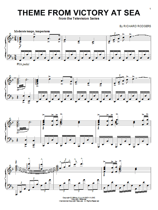 Learn to play Richard Rodgers Victory At Sea sheet music for Piano Solo in minutes. Price: 7.8900$ Richard Rodgers Victory At Sea sheet music notes and chords arranged for Piano Solo
