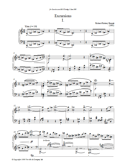 Richard Rodney Bennett Excursions I sheet music notes and chords. Download Printable PDF.
