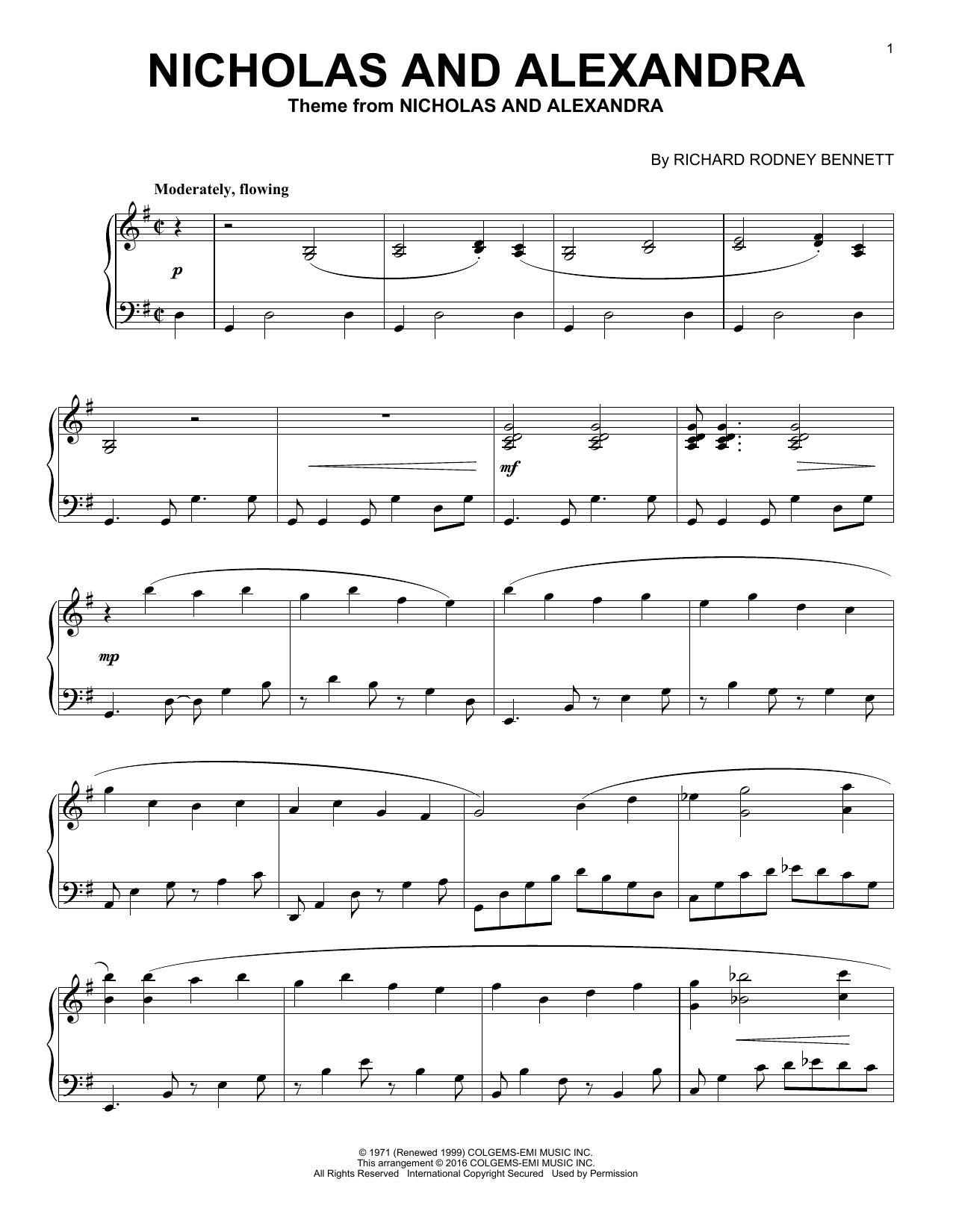Learn to play Richard Rodney Bennett Nicholas And Alexandra sheet music for Piano Solo in minutes. Price: 7.8900$ Richard Rodney Bennett Nicholas And Alexandra sheet music notes and chords arranged for Piano Solo