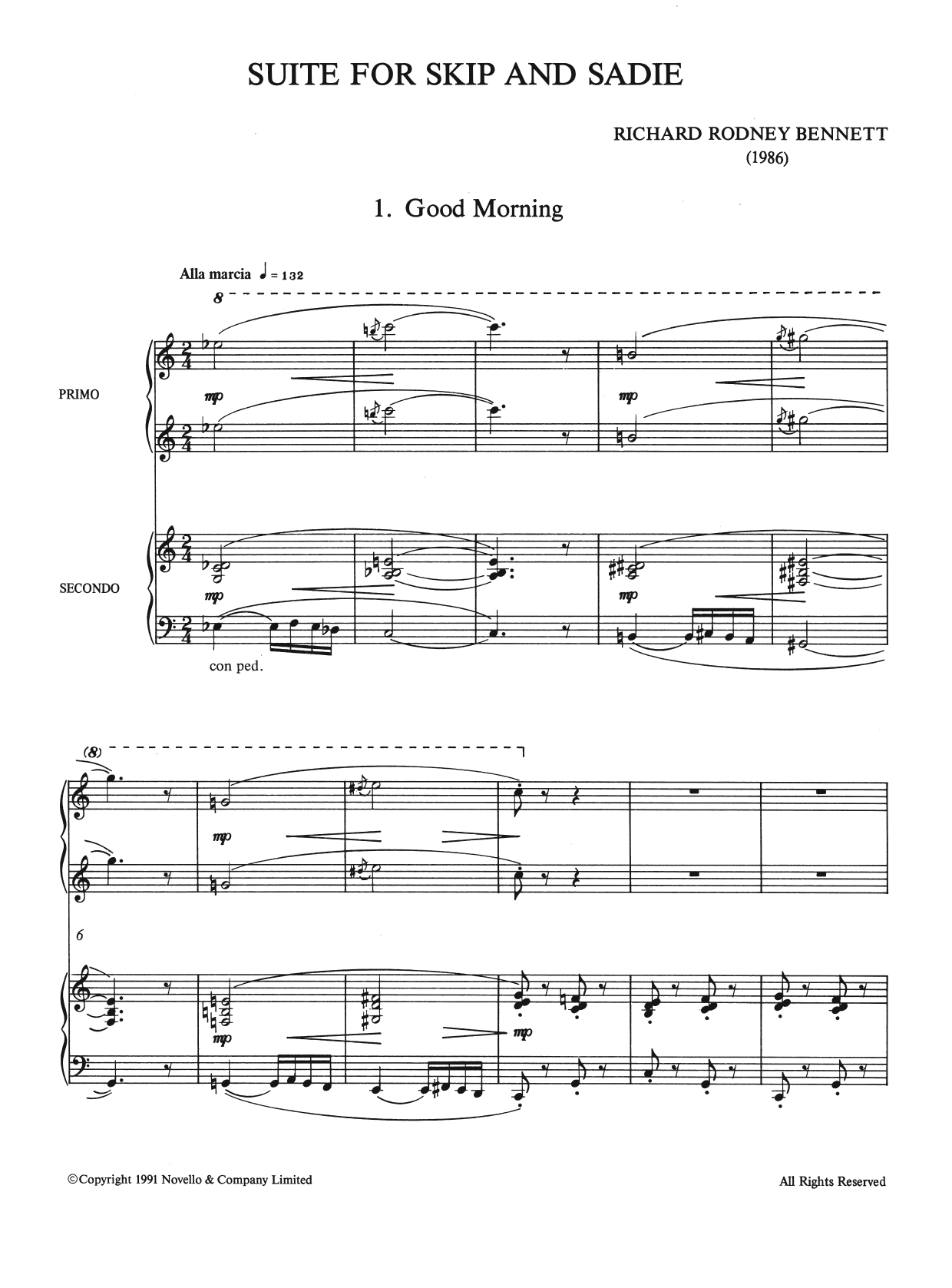 Learn to play Richard Rodney Bennett Suite For Skip And Sadie sheet music for Piano Solo in minutes. Price: 7.8900$ Richard Rodney Bennett Suite For Skip And Sadie sheet music notes and chords arranged for Piano Solo