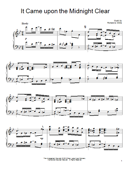 Richard S. Willis It Came Upon A Midnight Clear [Ragtime version] sheet music notes and chords arranged for Piano Solo