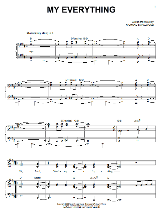 Richard Smallwood My Everything sheet music notes and chords arranged for Piano, Vocal & Guitar Chords (Right-Hand Melody)