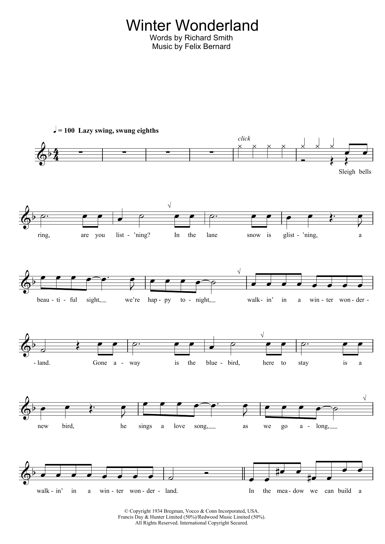 Richard Smith Winter Wonderland sheet music notes and chords. Download Printable PDF.